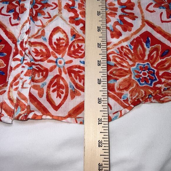 Jude Connally Callie Tunic Top Size S Orange Floral Long Sleeve Button Up Artsy - Picture 11 of 13